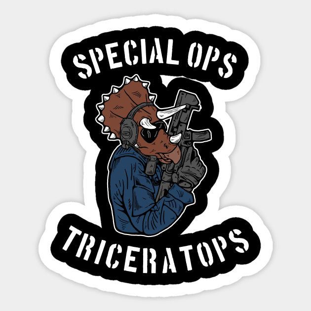 Special Ops Triceratops Sticker by dumbshirts